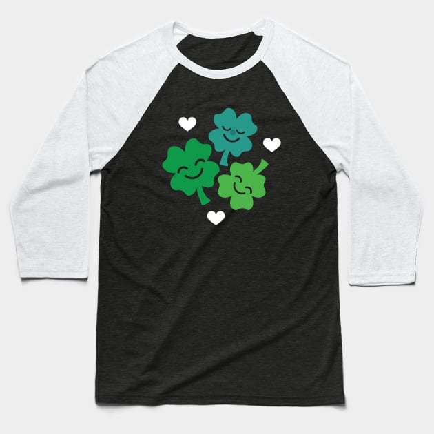 Cute Four Leaf Clovers and Hearts! Baseball T-Shirt by VicEllisArt